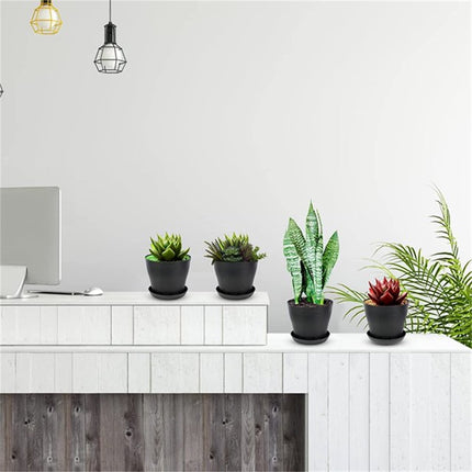 Pots for Plants, 8 Pack 4.8 inch Plastic Planters with Multiple Drainage Holes and Trays - Plant Pots for All Home Garden Flowers Succulents (White) 4inch-Black1.