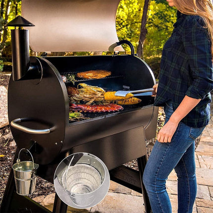 Grill Bucket for Grease, Grease Bucket with 12 Pcs Drip Grease Liners, Grill Smoker Bucket, for Camp Chef, for Traeger 20/22/34 Series, Pit Boss, Pellet Oklahoma Joe Rec Tec.