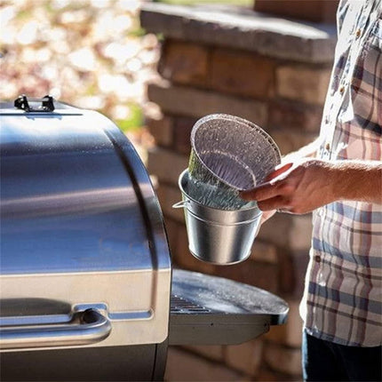 Grill Bucket for Grease, Grease Bucket with 12 Pcs Drip Grease Liners, Grill Smoker Bucket, for Camp Chef, for Traeger 20/22/34 Series, Pit Boss, Pellet Oklahoma Joe Rec Tec.