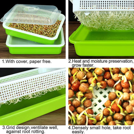 Tutuviw BPA Free Hydroponics Soilless Seeds Sprouter Microgreen Seed Sprouter Trays Seed Germination Double Tier Grow Trays with Lid 5PCS-Seed Sprouter Tray.