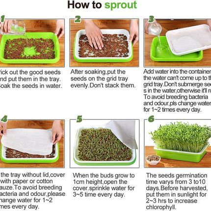 Tutuviw BPA Free Hydroponics Soilless Seeds Sprouter Microgreen Seed Sprouter Trays Seed Germination Double Tier Grow Trays with Lid 5PCS-Seed Sprouter Tray.