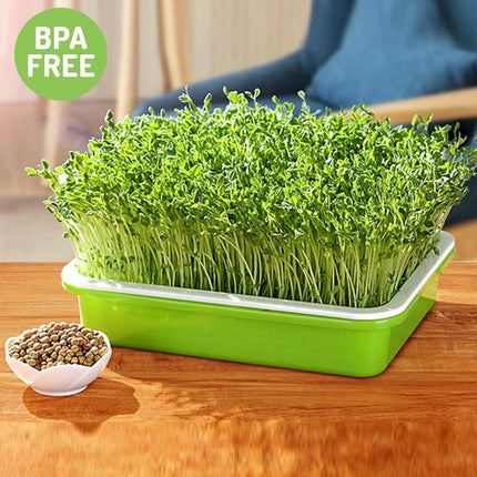 Tutuviw BPA Free Hydroponics Soilless Seeds Sprouter Microgreen Seed Sprouter Trays Seed Germination Double Tier Grow Trays with Lid 5PCS-Seed Sprouter Tray.