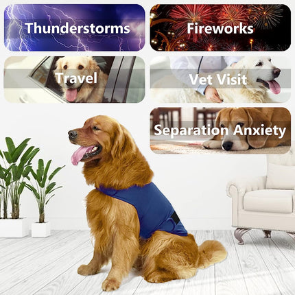 Dog Jacket, Skin-Friendly Dog Calming Vest - Dog Shirt for Thunder, Fireworks and Separation - Keep Pet Calm Without Medicine & Training, Anti Anxiety Vest for Dogs XS Dark Blue.