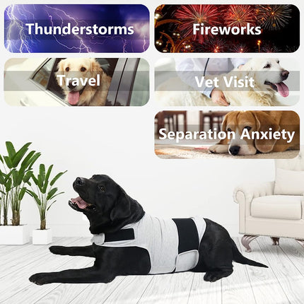 Dog Jacket, Skin-Friendly Dog Calming Vest - Dog Shirt for Thunder, Fireworks and Separation - Keep Pet Calm Without Medicine & Training, Anti Anxiety Vest for Dogs 2XL Light Grey.