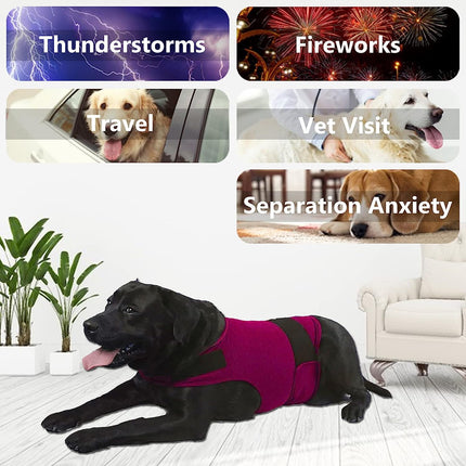 Dog Jacket, Skin-Friendly Dog Calming Vest - Dog Shirt for Thunder, Fireworks and Separation - Keep Pet Calm Without Medicine & Training, Anti Anxiety Vest for Dogs S Rose Red.