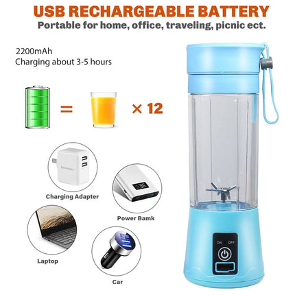 Mini Portable Blender,Smoothies Personal Blender Mini Shakes Juicer Cup USB Rechargeable With 6 blades,White Purple.