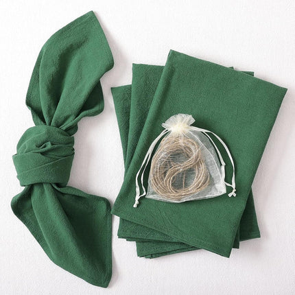 Holzlrgus Cotton Linen Napkins Bulk 17"x17" Stonewashed Cloth Dinner Napkins Rustic Thick Table Napkins for Fall Thanksgiving Christmas Party Wedding Decoration (Set of 4, Sage) Emerald Green.