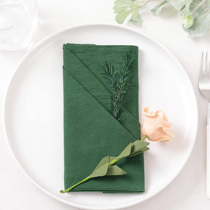 Holzlrgus Cotton Linen Napkins Bulk 17"x17" Stonewashed Cloth Dinner Napkins Rustic Thick Table Napkins for Fall Thanksgiving Christmas Party Wedding Decoration (Set of 4, Sage) Emerald Green.