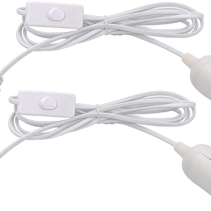 Plug in Hanging Light Kit, Retro Hanging Lights with Plug in Cord, E26 E27 Industrial Pendant Light Fixture, 5.9 FT Cord with On/Off Switch Hanging Lamp for Living Room Bedroom 2 Pack White.