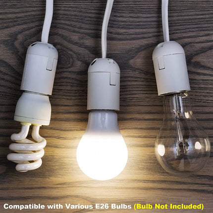 Plug in Hanging Light Kit, Retro Hanging Lights with Plug in Cord, E26 E27 Industrial Pendant Light Fixture, 5.9 FT Cord with On/Off Switch Hanging Lamp for Living Room Bedroom 2 Pack White.