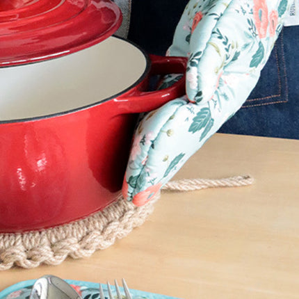 4 Pack Oven Mitts and Pot Holders Set, Heat Resistant Fabric Bake Pot Holders Gloves, Yellow Floral.