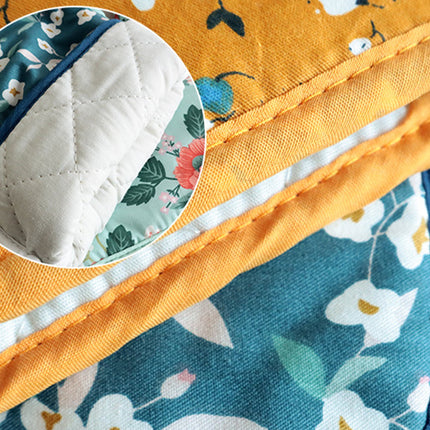 4 Pack Oven Mitts and Pot Holders Set, Heat Resistant Fabric Bake Pot Holders Gloves, Yellow Floral.