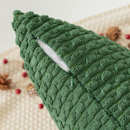 Holzlrgus Fall Set of 2 Striped Textured Velvet Corduroy Decorative Europe Sham Seasonal Autumn Throw Pillow Cushion Cover for Couch, (60x60 cm, 24inch), Burnt Brick 12 x 20-Inch Dark Green.
