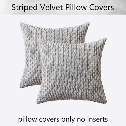 Holzlrgus Fall Set of 2 Striped Textured Velvet Corduroy Decorative Europe Sham Seasonal Autumn Throw Pillow Cushion Cover for Couch, (60x60 cm, 24inch), Burnt Brick 18 x 18-Inch Dark Green.