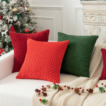 Holzlrgus Fall Set of 2 Striped Textured Velvet Corduroy Decorative Europe Sham Seasonal Autumn Throw Pillow Cushion Cover for Couch, (60x60 cm, 24inch), Burnt Brick 16 x 16-Inch Light Green.