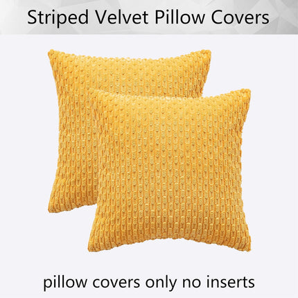 Holzlrgus Fall Set of 2 Striped Textured Velvet Corduroy Decorative Europe Sham Seasonal Autumn Throw Pillow Cushion Cover for Couch, (60x60 cm, 24inch), Burnt Brick 24 x 24-Inch Tan.