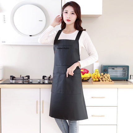 Waterproof Rubber Vinyl Apron - Heavy Duty Model - Stay Dry - Industrial Chemical Resistant Plastic - Leather Apron for Kitchen, Cooking, Dishwashing, Dog Grooming - Black.