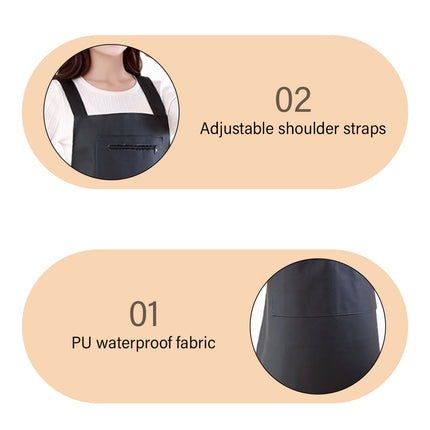 Waterproof Rubber Vinyl Apron - Heavy Duty Model - Stay Dry - Industrial Chemical Resistant Plastic - Leather Apron for Kitchen, Cooking, Dishwashing, Dog Grooming - Black.