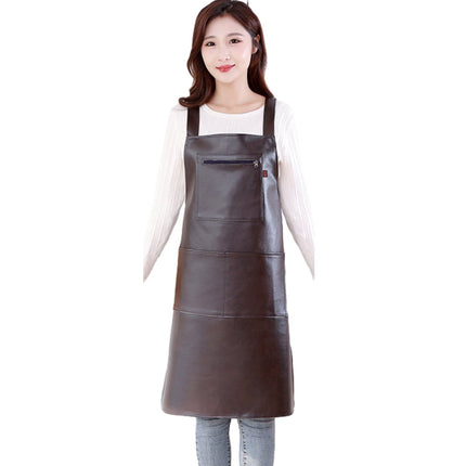 Waterproof Rubber Vinyl Apron - Heavy Duty Model - Stay Dry - Industrial Chemical Resistant Plastic - Leather Apron for Kitchen, Cooking, Dishwashing, Dog Grooming - Black Coffee.