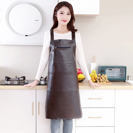 Waterproof Rubber Vinyl Apron - Heavy Duty Model - Stay Dry - Industrial Chemical Resistant Plastic - Leather Apron for Kitchen, Cooking, Dishwashing, Dog Grooming - Black Coffee.