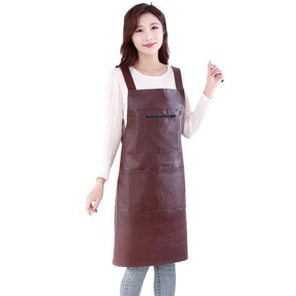 Waterproof Rubber Vinyl Apron - Heavy Duty Model - Stay Dry - Industrial Chemical Resistant Plastic - Leather Apron for Kitchen, Cooking, Dishwashing, Dog Grooming - Black Dark Red.