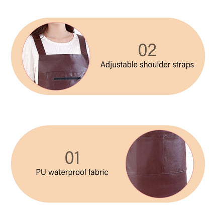 Waterproof Rubber Vinyl Apron - Heavy Duty Model - Stay Dry - Industrial Chemical Resistant Plastic - Leather Apron for Kitchen, Cooking, Dishwashing, Dog Grooming - Black Dark Red.