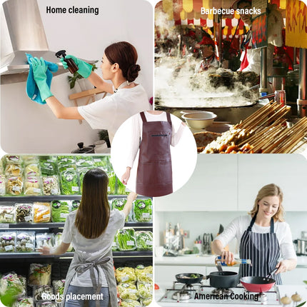 Waterproof Rubber Vinyl Apron - Heavy Duty Model - Stay Dry - Industrial Chemical Resistant Plastic - Leather Apron for Kitchen, Cooking, Dishwashing, Dog Grooming - Black Dark Red.