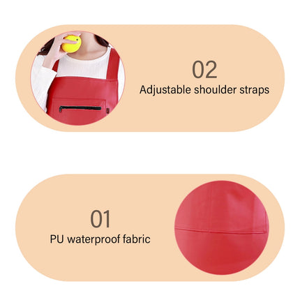 Waterproof Rubber Vinyl Apron - Heavy Duty Model - Stay Dry - Industrial Chemical Resistant Plastic - Leather Apron for Kitchen, Cooking, Dishwashing, Dog Grooming - Black Red.