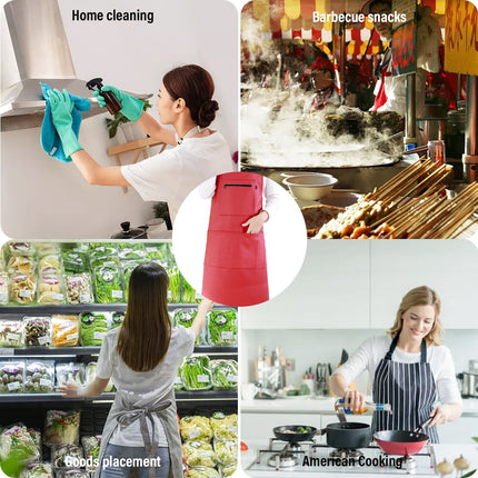 Waterproof Rubber Vinyl Apron - Heavy Duty Model - Stay Dry - Industrial Chemical Resistant Plastic - Leather Apron for Kitchen, Cooking, Dishwashing, Dog Grooming - Black Red.