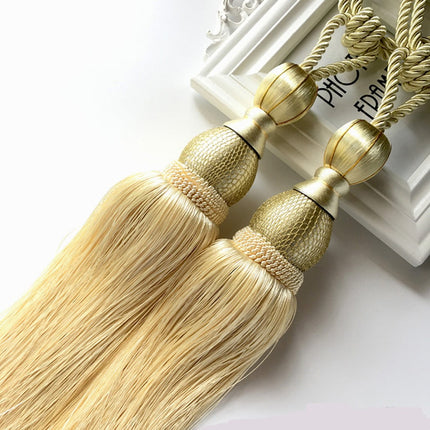 Bosisa 2pcs Large Tie Backs Ball Tassel Curtain Rope Tieback Gold.