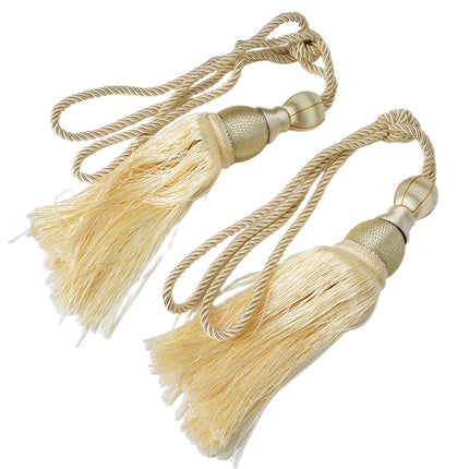 Bosisa 2pcs Large Tie Backs Ball Tassel Curtain Rope Tieback Gold.