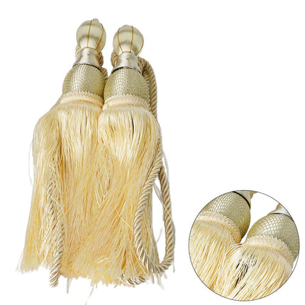 Bosisa 2pcs Large Tie Backs Ball Tassel Curtain Rope Tieback Gold.