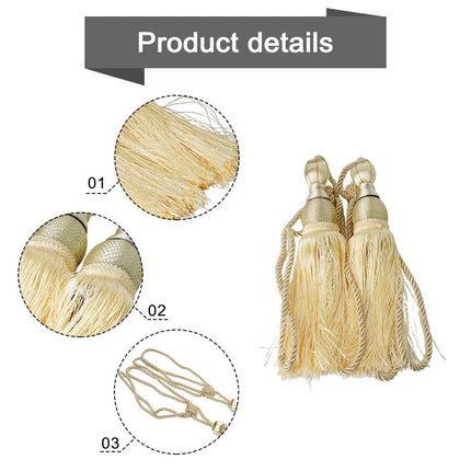 Bosisa 2pcs Large Tie Backs Ball Tassel Curtain Rope Tieback Gold.