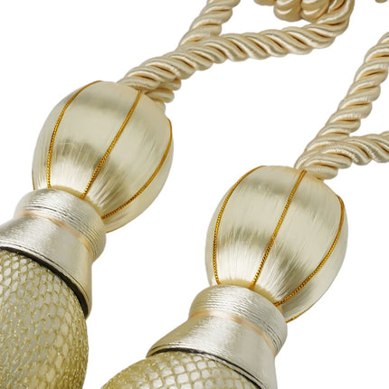 Bosisa 2pcs Large Tie Backs Ball Tassel Curtain Rope Tieback Gold.