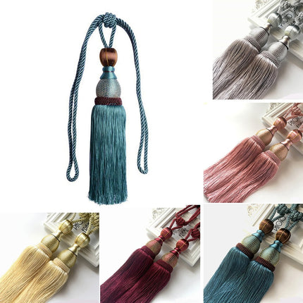 Bosisa 2pcs Large Tie Backs Ball Tassel Curtain Rope Tieback,Gold Red.