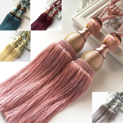 Bosisa 2pcs Large Tie Backs Ball Tassel Curtain Rope Tieback,Gold Silver.