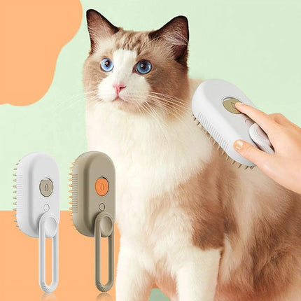 Cat Steam Brush, 3 in 1 Self Cleaning Cat Steamy Pet Brush Steamer Brush for Massage for Removing Tangled and Loosse Hair (2PCS Light Green) Light Green/White.
