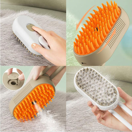 Cat Steam Brush, 3 in 1 Self Cleaning Cat Steamy Pet Brush Steamer Brush for Massage for Removing Tangled and Loosse Hair (2PCS Light Green) Light Green/White.