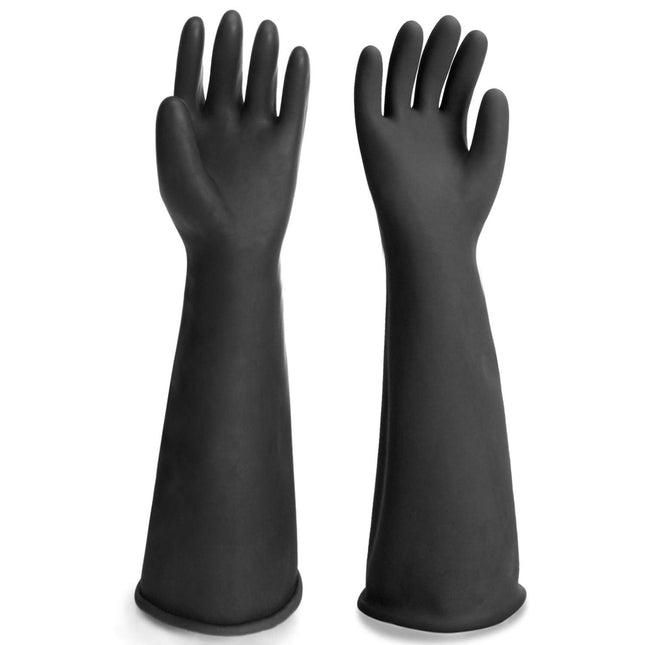 Black Rubber Gloves Extra Large, 22" Long Chemical Resistant Gloves, Waterproof Reusable Dishwashing Household Cleaning Safety Work Heavy Duty Industrial Rubber Glove, 1 Pair XXL.