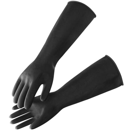 Black Rubber Gloves Extra Large, 22" Long Chemical Resistant Gloves, Waterproof Reusable Dishwashing Household Cleaning Safety Work Heavy Duty Industrial Rubber Glove, 1 Pair XXL.