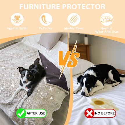 Pawsse Waterproof Pet Blanket, Pee Urine Proof Dog Blanket Cover for Couch Bed Furniture Protector, Liquid Proof Blanket for Small Medium Dogs, Buffale Red/Tuape, 50” x 60”. Brown/Tuape.