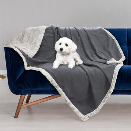 Pawsse Waterproof Pet Blanket, Pee Urine Proof Dog Blanket Cover for Couch Bed Furniture Protector, Liquid Proof Blanket for Small Medium Dogs, Buffale Red/Tuape, 50” x 60”. Gray/Tuape.