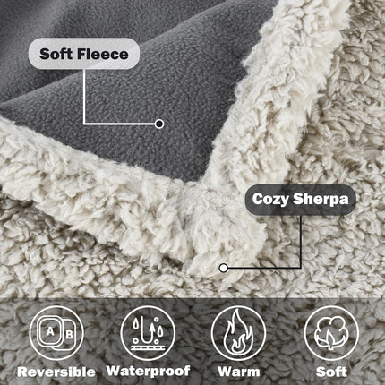 Pawsse Waterproof Pet Blanket, Pee Urine Proof Dog Blanket Cover for Couch Bed Furniture Protector, Liquid Proof Blanket for Small Medium Dogs, Buffale Red/Tuape, 50” x 60”. Gray/Tuape.