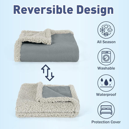 Pawsse Waterproof Pet Blanket, Pee Urine Proof Dog Blanket Cover for Couch Bed Furniture Protector, Liquid Proof Blanket for Small Medium Dogs, Buffale Red/Tuape, 50” x 60”. Gray/Tuape.