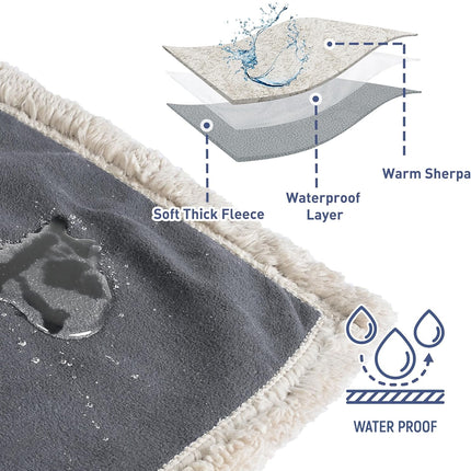 Pawsse Waterproof Pet Blanket, Pee Urine Proof Dog Blanket Cover for Couch Bed Furniture Protector, Liquid Proof Blanket for Small Medium Dogs, Buffale Red/Tuape, 50” x 60”. Gray/Tuape.