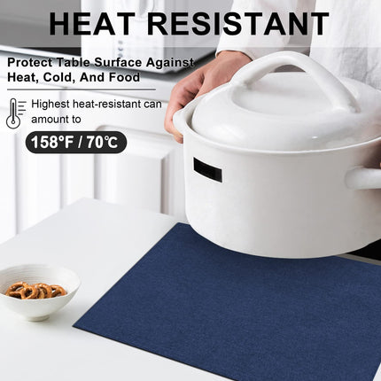 Cloth Placemats Set of 6, Cotton Linen Blend Machine Washable Durable Linen Table Mats, Heat Resistant Placemats Wrinkle Free Place Mats for Dining Table, Easy to Clean (Navy Blue, 6).