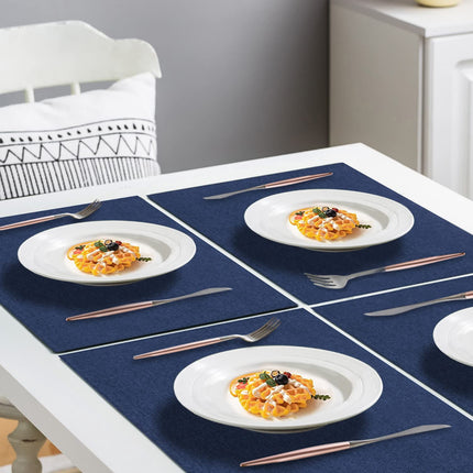 Cloth Placemats Set of 6, Cotton Linen Blend Machine Washable Durable Linen Table Mats, Heat Resistant Placemats Wrinkle Free Place Mats for Dining Table, Easy to Clean (Navy Blue, 6).