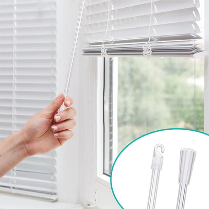 Tutuviw Blind Wand Vertical Blinds Replacement Parts,2PCS White Fiberglass Blinds Stick Replacement with Hook and Handle Curtain Stick Blind Tilt Wand for Window Opener Accessory (12 Inch).