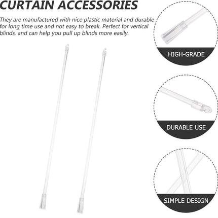 Tutuviw 17 Inches Blind Tilt Wand with Hook and Handle, Acrylic Clear Blind Rod Replacement, Blind Opener Stick Long, Vertical Blind Wand Control Part Opener Accessory (2 Sets).