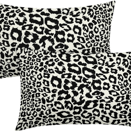 Lime Green White Leopard Print Pillow Covers 18x18 Inch Set of 2 Cheetah Animal Spots Decorative Throw Pillows For Couch Farmhouse Chinoiserie Pillow Cases Home Decor For Room Sofa Bed Porch Outdoor 12" x 20" Black Leopard.